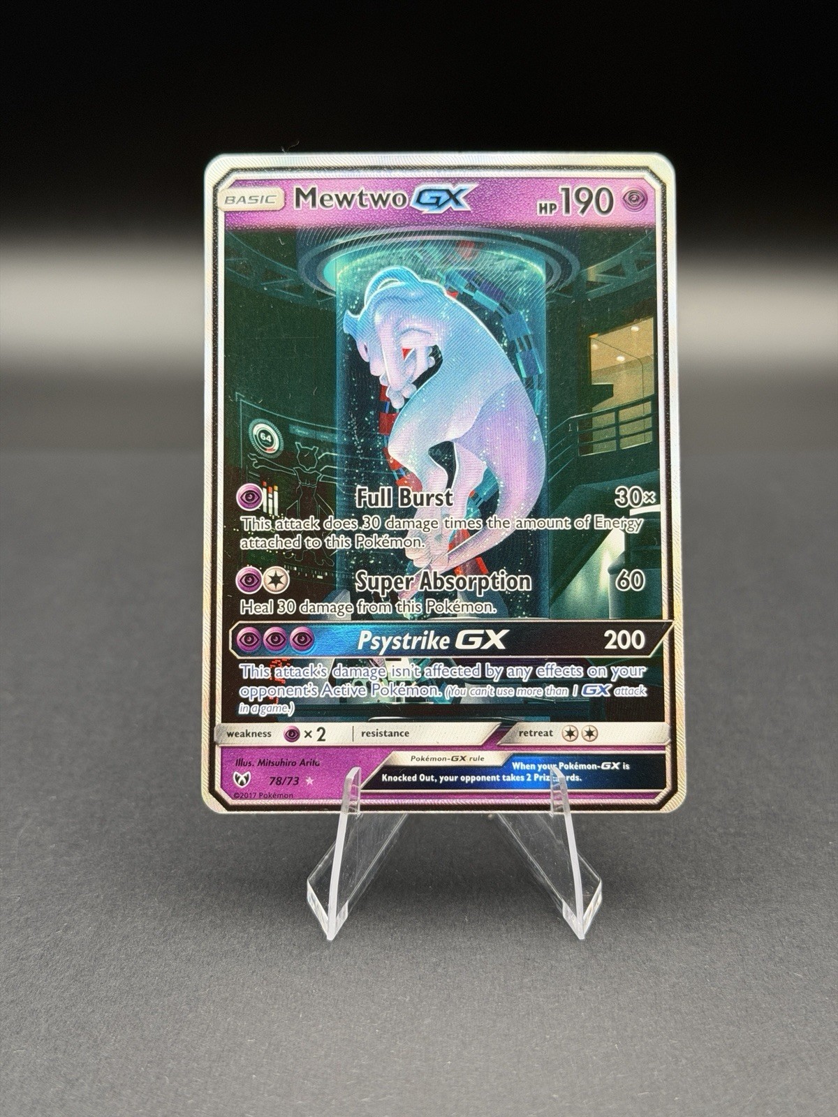 Pokemon TCG Mewtwo GX Secret Shining 78/73 Shining Legends Full Art Holo
