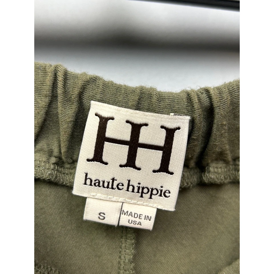 Calça lounge Haute Hippie verde oliva com cordão harém feminina tamanho pequeno P - Imagem 4 de 4