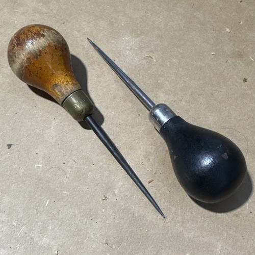 Vintage USA MADE 2 Piece Scratch Awl Round Wooden Knob - Nice