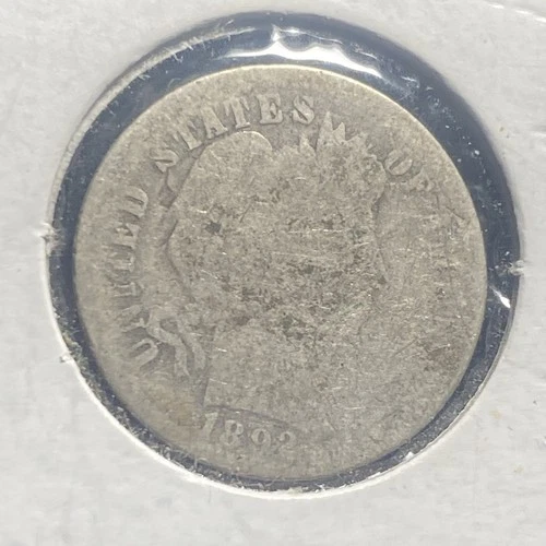 1892 Barber Dime 90% Silver First Year Issue US Coin Circulated Better Date