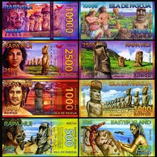 Easter Island Set 4 Pcs, 500 1000 2500 10000, Moai, UNC, Free Shipping