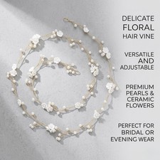 Pearl Flower Hair Vine Headband Silver Gold Bridal Wedding Hair Accessory