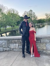 Red Off-Shoulder Formal Gown with Slit