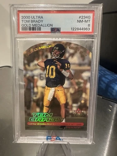 2000 Fleer Ultra Rookie Tom Brady #234G Gold Medallion (RC) Die Cut PSA 8 GOAT