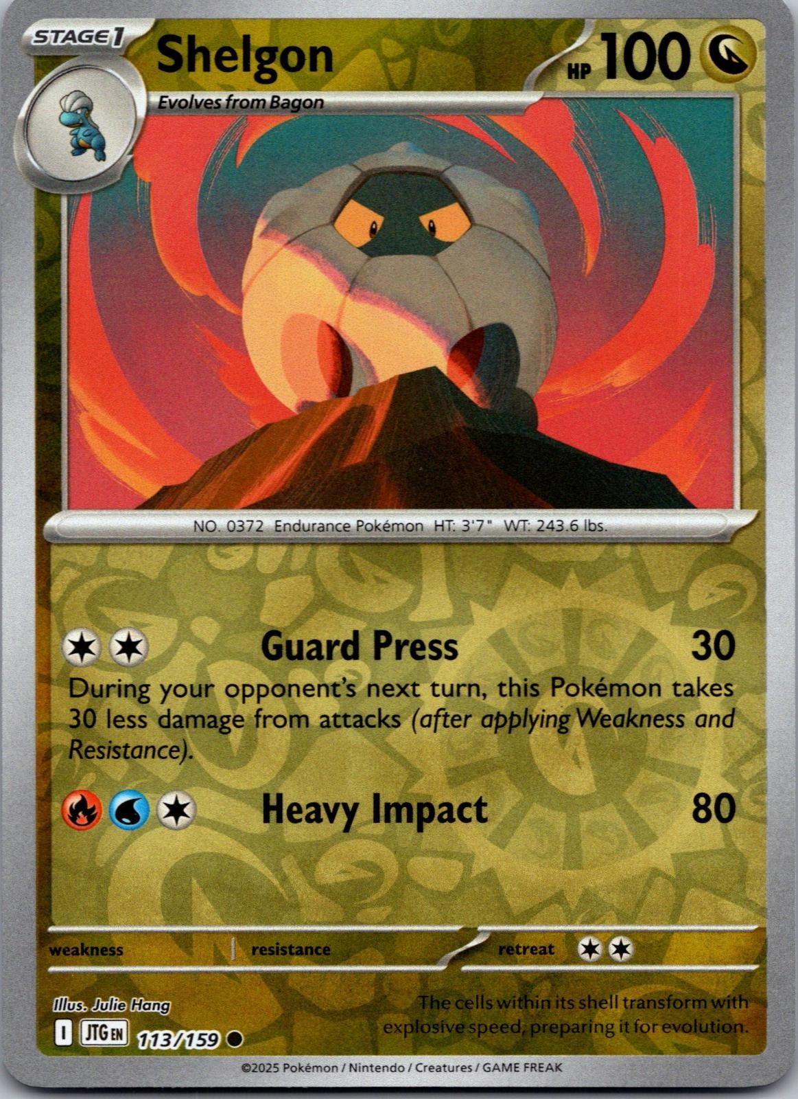 Shelgon Journey Together Pokemon Common Reverse Holo Near Mint 113/159