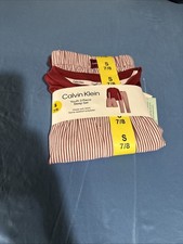 Calvin Klein YOUTH 3 Piece Pajama Set Flame Resistant Striped Red White S 7/8