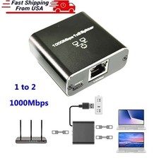 RJ45 Gigabit Ethernet Splitter 1000Mbps LAN Network Internet 1 to 2 Out Adapter