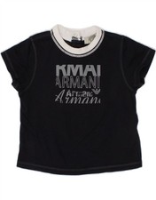 T-shirt ARMANI BABY bambino ragazzo grafica top 3-6 mesi cotone nero AN13