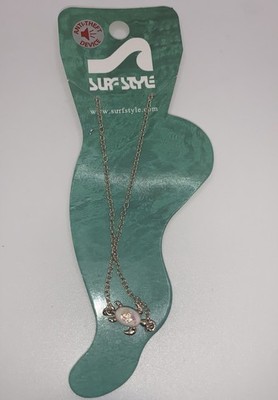 Surf Style Pearl White Turtle Rose Gold Chain Bracelet Anklet Pendant 136253BOGO