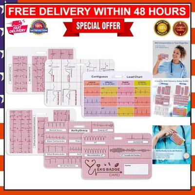 Professional EKG Reference Card Set - Waterproof 12 Lead ECG for Quick Learning