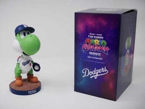 Yoshi Dodgers Bobblehead Super Mario Galaxy Movie Baseball Figure