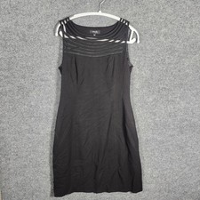 Rafaella Petite Black Sheath Dress Illusion Mesh Neckline Sleeveless 10P RN95615