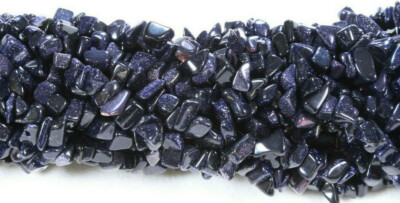Blue Goldstone Chip Beads 34'' - 36'' Endless Strand or Necklace (1) Medium Chips