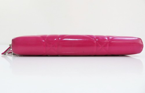 Authentische lange Geldbörse Christian Dior Lady Dior aus rosa Lackleder mit Reißverschluss #54418 - Bild 5 von 12