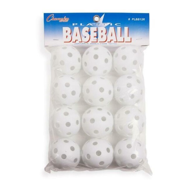 Champion Sports White Plastic Baseballs Hollow Wiffle Balls for Sport Practice for sale online