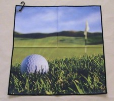 Digital Print Microfiber Suede Golf Towel 16"x16"-Field- Generic