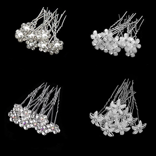 40Pcs Bridal Wedding Hair Pins, 4 Styles Crystal Pearl Flower Hair Barrettes U- - Picture 7 of 7
