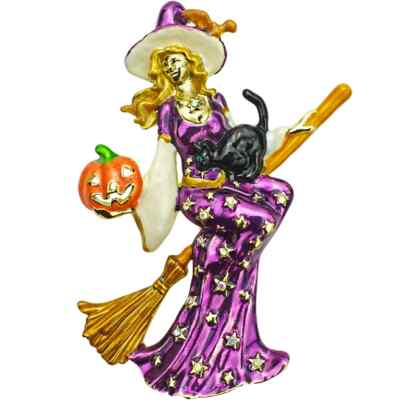 KIRKS FOLLY STELLA BY STARLIGHT WITCH PIN / PENDANT  goldtone