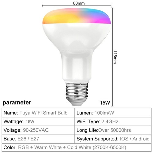 Smart Bulb E27 WiFi LED Light Bulb RGBW Work with Alexa Google Home Dimmable APP - Picture 2 of 6