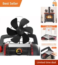 Compact 6-Blade Heat Fan for Wood Stove - Enhances Heating with Quiet Operation