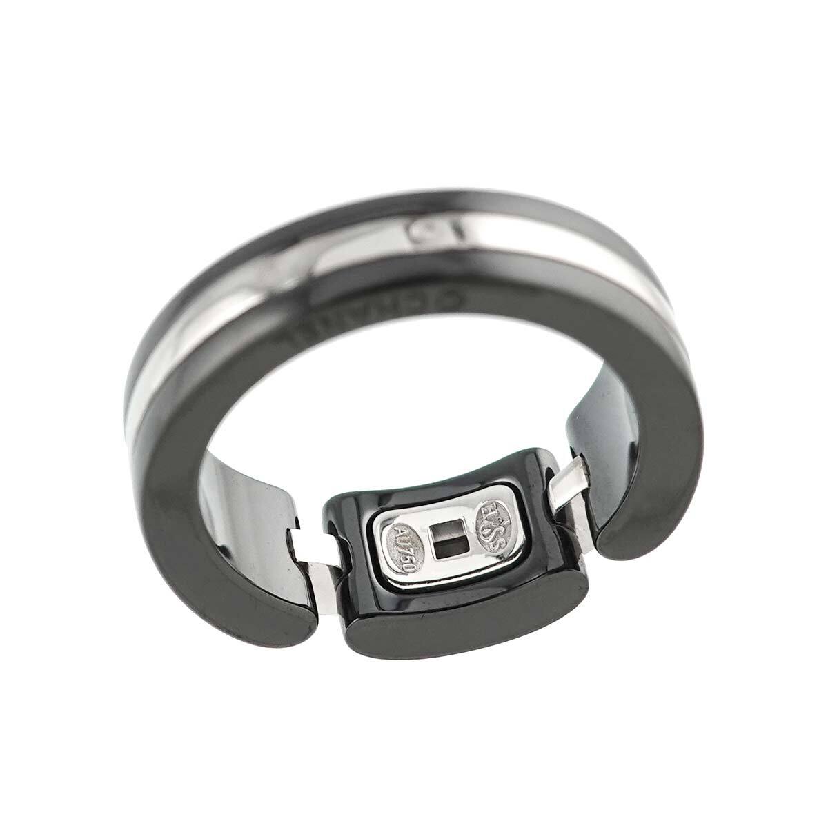 CHANEL ULTRA Diamond Ring Black Ceramic 18K WG 750 Size52