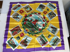Vintage Dutch Souvenir Scarf Landmarks and Crests, 25" x 26", Pre-owned