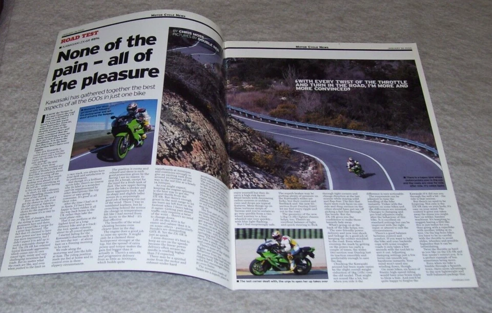 KAWASAKI ZX-6R MOTORCYCLE ROAD TEST REPRINTS BROCHURE 2000 MCN BIKE RIDE - Image 2 of 4