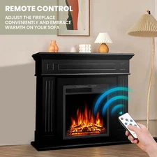 Electric Fireplace Mantel Package Wooden Surround , Adjustable Led Flame, Remote