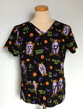 Disney Nightmare Before Christmas Womens Medical Scrubs Medium Short Sleeve