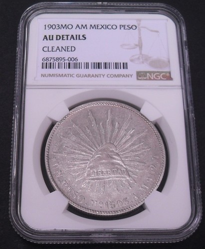 1903 MO AM Mexico Peso , NGC AU details , nice silver coin #1690, #51-18