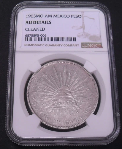 1903 MO AM Mexico Peso , NGC AU details ,  nice silver coin     #1690, #51-18