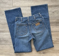 Vtg 70 s Wrangler Slim Fit Bootcut Snap Button Talon Zip Jeans 7AP N652E 29Wx36L