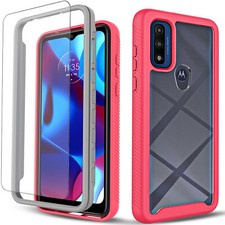 For Motorola Moto G Pure Phone Case Shockproof Cover Tempered Glass Protector