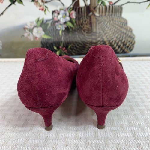 Vionic Womens Minnie Kitten Heel Mary Jane Shoes Size 6 US Burgundy Suede - Picture 4 of 8
