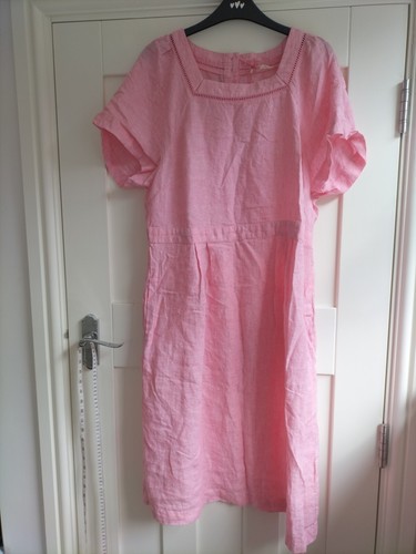 BNWT White Stuff Dixie Ladies Size 14 Pink 100% Linen Dress