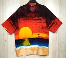 212 NYC Urban Tech Uniform Men's 2XL Multicolor Sunset Tropical Polyester Shirt
