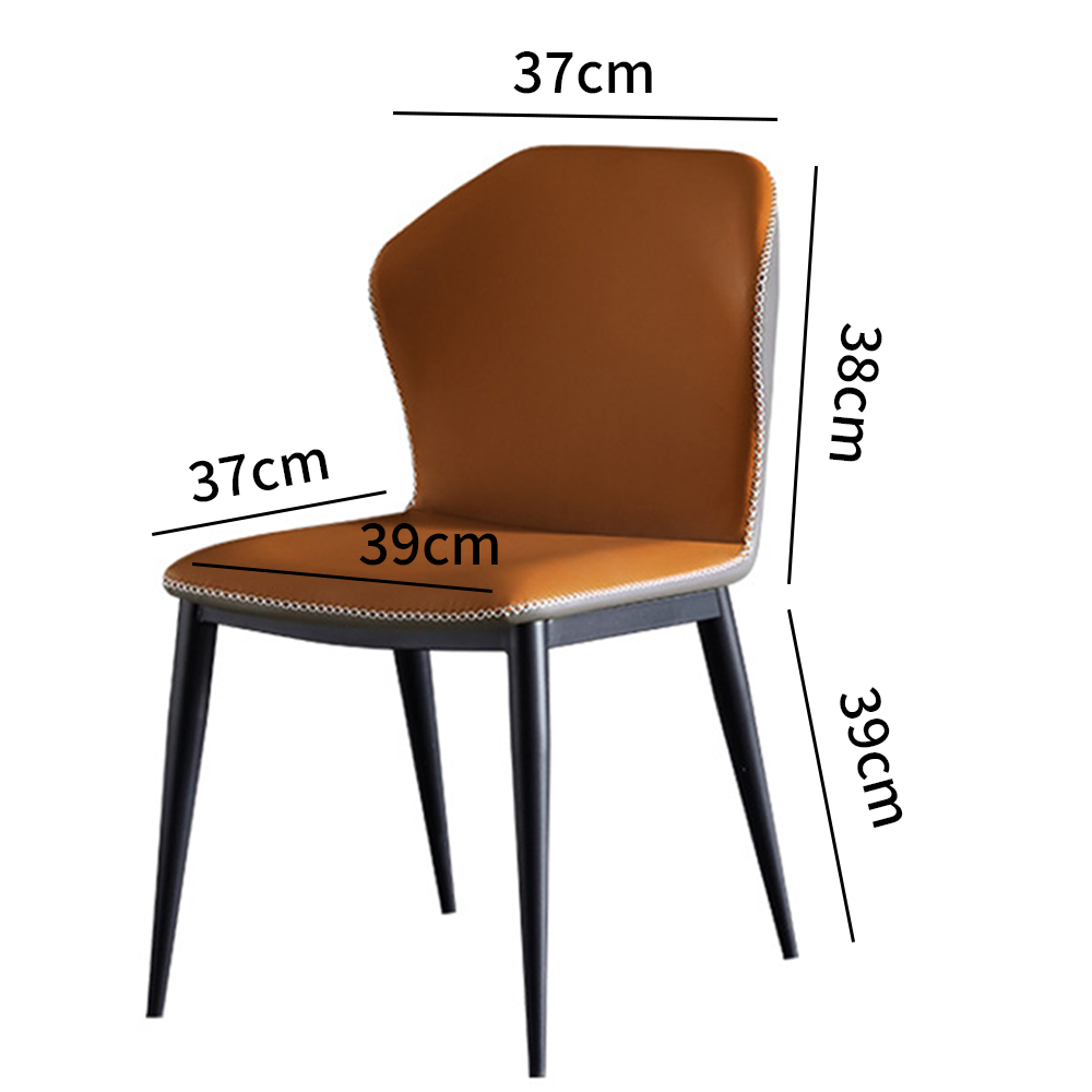 2PCS Dining Chairs Faux Leather Padded Seat Metal Leg Kitchen Dining