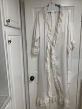 Vintage 80s Givenchy Intimates Robe Ruffle Lace Trim Size P Off White