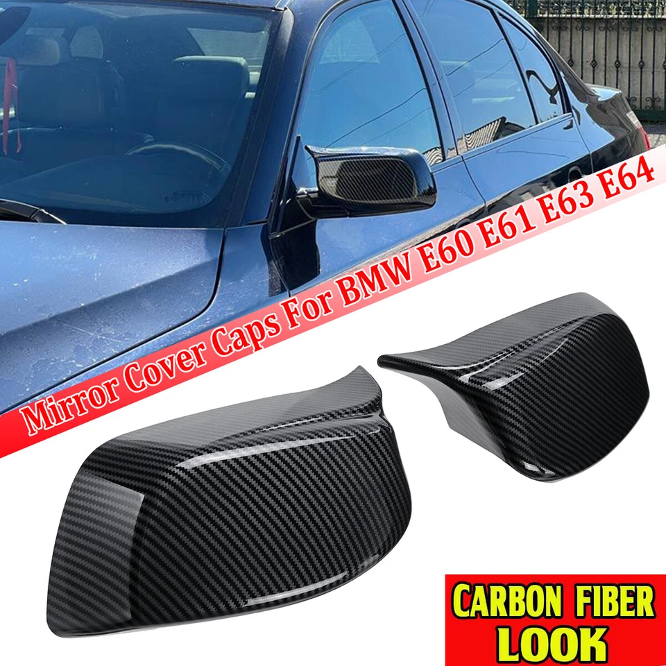 2X Mirror Cover Cap Carbon Fiber 51167078360 For BMW 5 Series E60 E61 528I 530I Foto 3 de 4