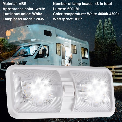 2 Pack 12V RV LED Double Dome Light with Switch for Camper Trailer Marine Boat - Foto 7 di 13
