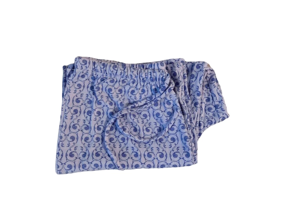 Bonitos pantalones para dormir de salón para mujer azul diseño geométrico cordón recortado talla M Foto 4 de 4