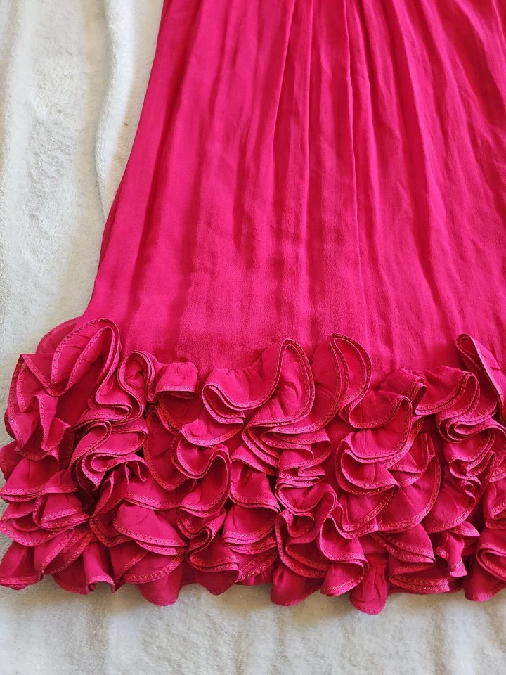 Платье Yoana Baraschi шелковые ремни летнее пляжное свадебное размер 2 Fuscia.   C34 - Изображение 4 из 4