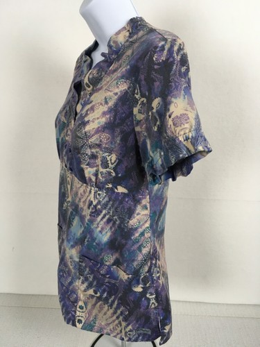 Grays Anatomy Womens Scrub Top Size XS Purple Blue Short Sleeves Pockets V neck - Picture 7 of 16