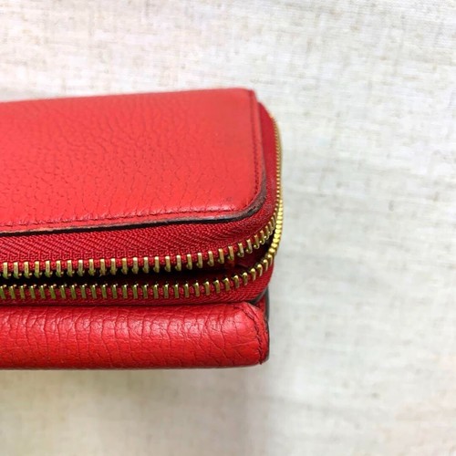 GUCCI Interlocking GG Logo Leather Long Trifold Wallet 449397 Red #33 - Picture 5 of 10