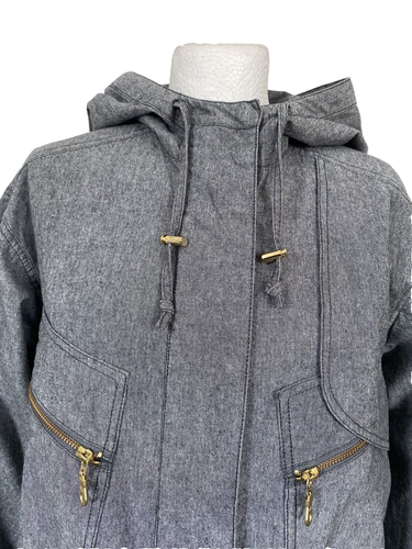 Whistles Grey Cotton Oversize Fishtail Parka Mid Length Jacket Pockets Hood 6 8 - Picture 2 of 9