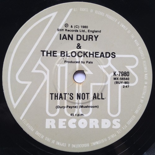 Ian Dury & The Blockheads - I Want to be Straight / That's Not All (#11 Oz hit) - Picture 2 of 2
