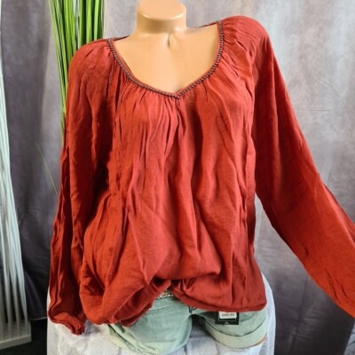 Zizzi Bluse Shirt Gr. 42 - 46 rost rot mit Pailletten (1303) Oversize