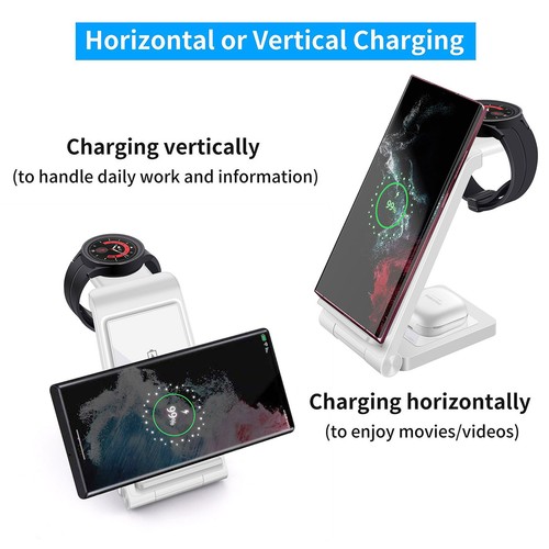 3in1 Wireless Charger Fast Charging Dock For Galaxy Watch Samsung S23 S22 Note20 - Picture 19 of 26