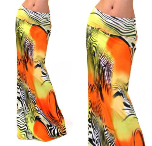 Ladies Boho Floral Bottom High Waist Stretch Long Skirt Womens Summer Maxi Dress - Bild 25 von 42