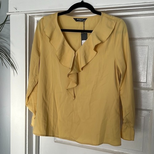 Allegra K Womens S Ruffled V Neck Work Elegant Chiffon Long Sleeve Casual Top Mu - Picture 2 of 10